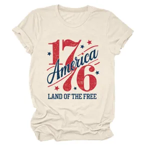 Vue détaillée t-shirt graphique Vintage America 1776, chemise à manches courtes, tissu doux.