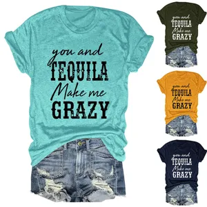 T-shirt graphique à manches courtes et décontracté pour femme avec détails de jean short