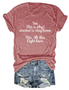 Casual dames korte mouw ronde hals t-shirt met grappige letterprint en bijpassende jeansshorts.