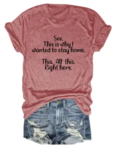 Casual dames T-shirt met korte mouwen en letterprint en een spijkerbroekje voor dagelijks.