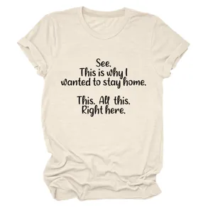 Dames Casual Korte Mouw Ronde Hals T-Shirt Met Tekst Print Beige Grafische Top Model