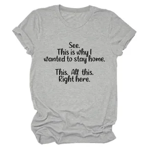 Casual grijs dames t-shirt met korte mouwen en grappige letterprint zomerse top outfit