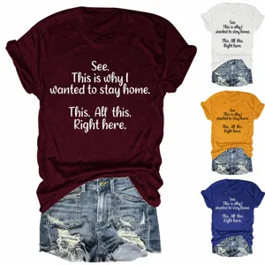 Dames Casual Katoenmix Ronde Hals Korte Mouw Top Grappige Slogan Letterprint Losse T-Shirt Elegant Woon-werkverkeer Graphic Tee
