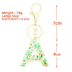 Christmas resin alphabet keychain letter A pendant holiday gift bag charm key ring accessory