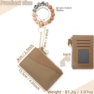 Silicone bead wristlet cardholder with zipper pocket and multi card slots for women everyday.