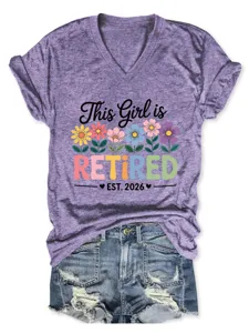 Maglietta da donna casual con scollo a V e maniche corte con stampa floreale.