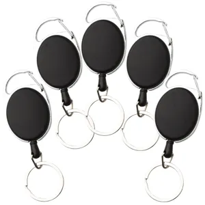Ausziehbarer Ausweishalter Karabiner Schlüsselanhänger, Metallrahmen ovale Teleskophalter.