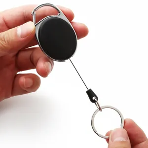 Ovaler Metall Ausweishalter Mit Gürtelclip ID Karte Schlüsselanhänger Ausziehbarer Schlüsselanhänger Anti-Verlust Sicherheit Für Büro