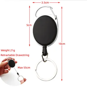 Ausziehbarer Schlüsselanhänger mit Karabiner, 55cm Seil und Metallring für sichere Schlüssel.