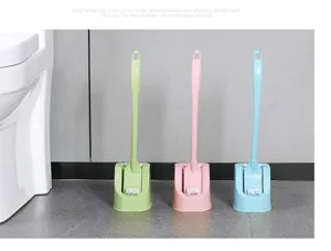 Household long handle toilet brush set with holder, dense PP bristles for deep cleaning.