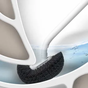 Household Long Handle Silicone Toilet Brush With Drain Base For Bathroom Cleaning