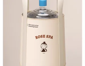 Portable folding foot spa bag with wide straps and cute print detail for home relaxation.