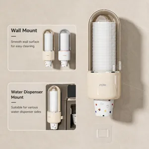Wall-mounted disposable paper cup dispenser, punch-free cup holder for home and office.