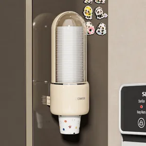 Wall-mounted disposable paper cup dispenser holder for home kitchen and office use.
