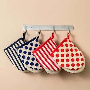 Kitchen oven mitts and heat resistant gloves for cooking, baking with stylish patterns.