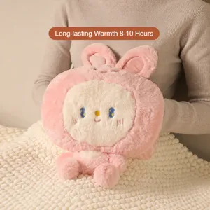 Plush rechargeable hot water bag cute cartoon hand warmer winter warm pink electric plush pouch