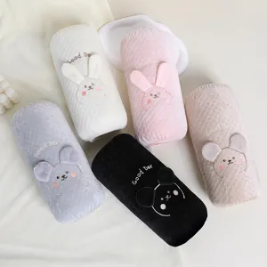 Plush over-sleeves winter thick warm arm warmers cute animal embroidery cuff covers for women