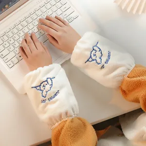 Manchettes en peluche mignonnes pour femmes hiver courtes anti-salissure bureau chaud