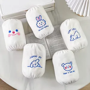 Manchettes en peluche mignonnes hiver chaud courtes pour bureau et etudiants lot de 5