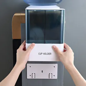 Double tube wall mounted paper cup dispenser for water cooler organizer home office use.