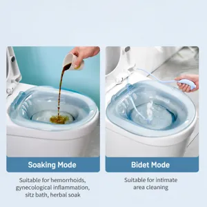 Sitz bath basin for postpartum care and hemorrhoids relief, portable toilet soak tub for home use.