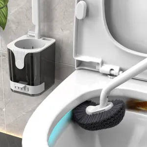 Wall-mounted toilet brush with base deep cleaning bathroom cleaning tool for home use