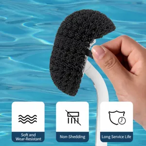 Toilet brush with dense bristles and ergonomic handle for efficient bathroom cleaning.