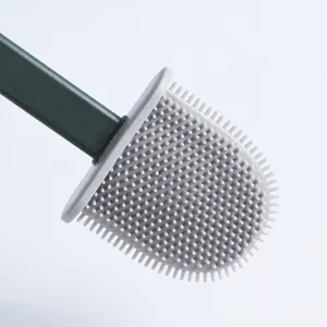 Silikon Klobürste mit flexiblem flachen Kopf für Tiefenreinigung und Wandmontage Design.