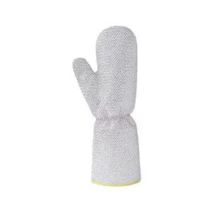 Stainless steel wire mesh cleaning gloves, long cuff kitchen dishwashing protective gloves.