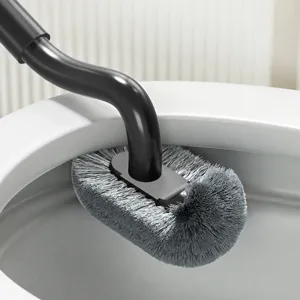 Ergonomic toilet cleaning brush with S-shaped long handle for deep corner bathroom cleaning