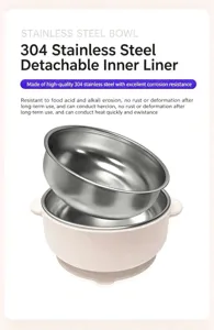 Bol en acier inoxydable 304 avec doublure intérieure amovible et base à ventouse en silicone