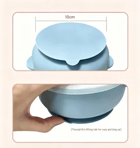Bol d'alimentation pour bébé en silicone avec insert en acier inoxydable de 10cm.