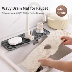 Tapis Anti-Éclaboussures Pour Robinet en Silicone Tapis De Drainage D'Évier Protection De Comptoir Pour Cuisine