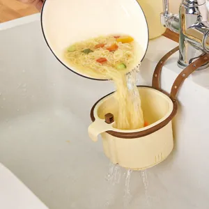 Kitchen Sink Draining Basket Hanging Plastic Strainer Multifunctional Leftover Food Filter Basket For Home Kitchen