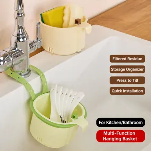 Hanging kitchen sink drain basket, plastic multi-functional storage basket for home use.