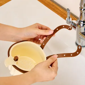 Kitchen sink hanging drain basket multi-functional plastic strainer for food waste