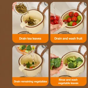 Kitchen sink hanging strainer basket multi-functional vegetable draining basket for food waste.