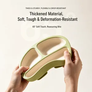 Plaque d'Aspiration Bébé Silicone Compartimentée Assiduité Repas Enfant Qualité Alimentaire