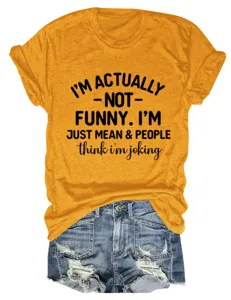 Casual women short sleeve t-shirt with funny letter print and crewneck design for daily wear.