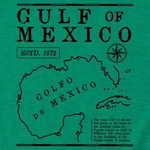 Vintage Golf van Mexico kaartprint close-up op groene casual korte mouw t-shirt stof.