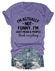 Close-up detail of casual purple slogan short sleeve t-shirt paired with denim shorts.