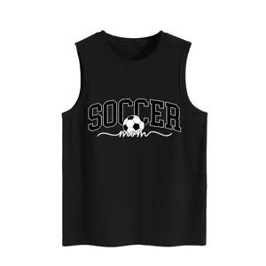 Femme noir sans manches débardeur décontracté été maman de football graphique haut gilet