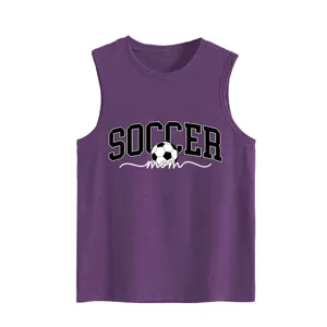 Débardeur d'été violet décontracté pour femme avec imprimé graphique de maman de football.