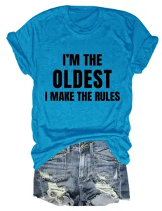 Blauw t-shirt met korte mouwen, grappige tekstprint en spijkerbroekshorts voor dames.