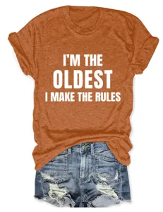 Casual oranje grafisch t-shirt met korte mouwen en grappige tekst voor dagelijks gebruik.