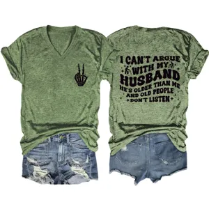 Women vintage graphic short sleeve v-neck t-shirt casual funny letter print top tee shirt
