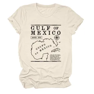 Vintage Golf van Mexico print casual dames korte mouw ronde hals t-shirt top