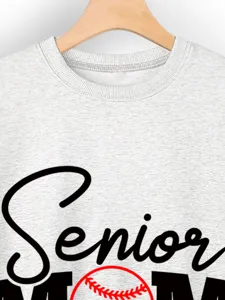 Sweat-shirt decontracté pour femme avec motif baseball classique et imprimé Senior.