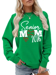 Sweatshirt vert senior mom 2026 graphique pull decontracté a manches longues femme.