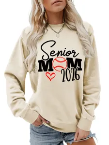 Femme Senior Maman 2026 Sweatshirt Imprimé Baseball Casual Manches Longues Pull